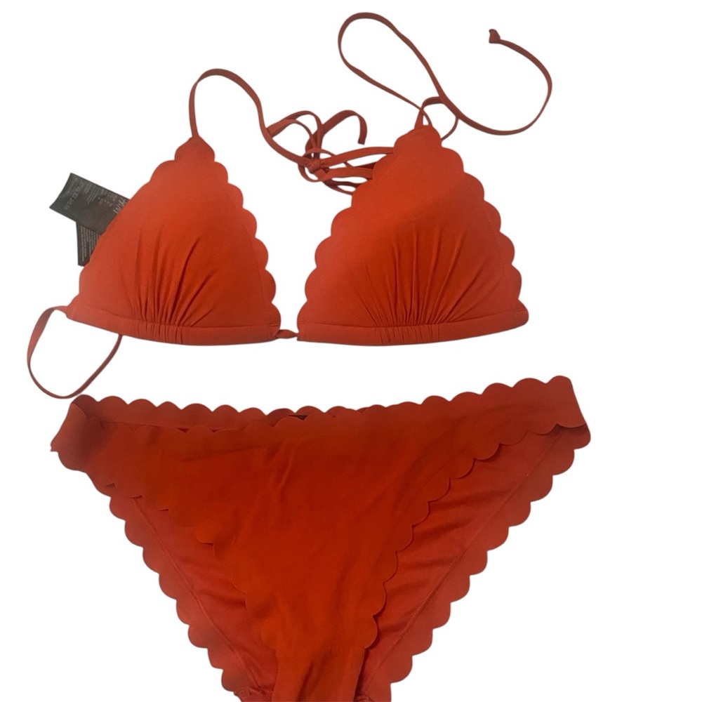 H&M Vibrant Red/Orange Scalloped Bikini